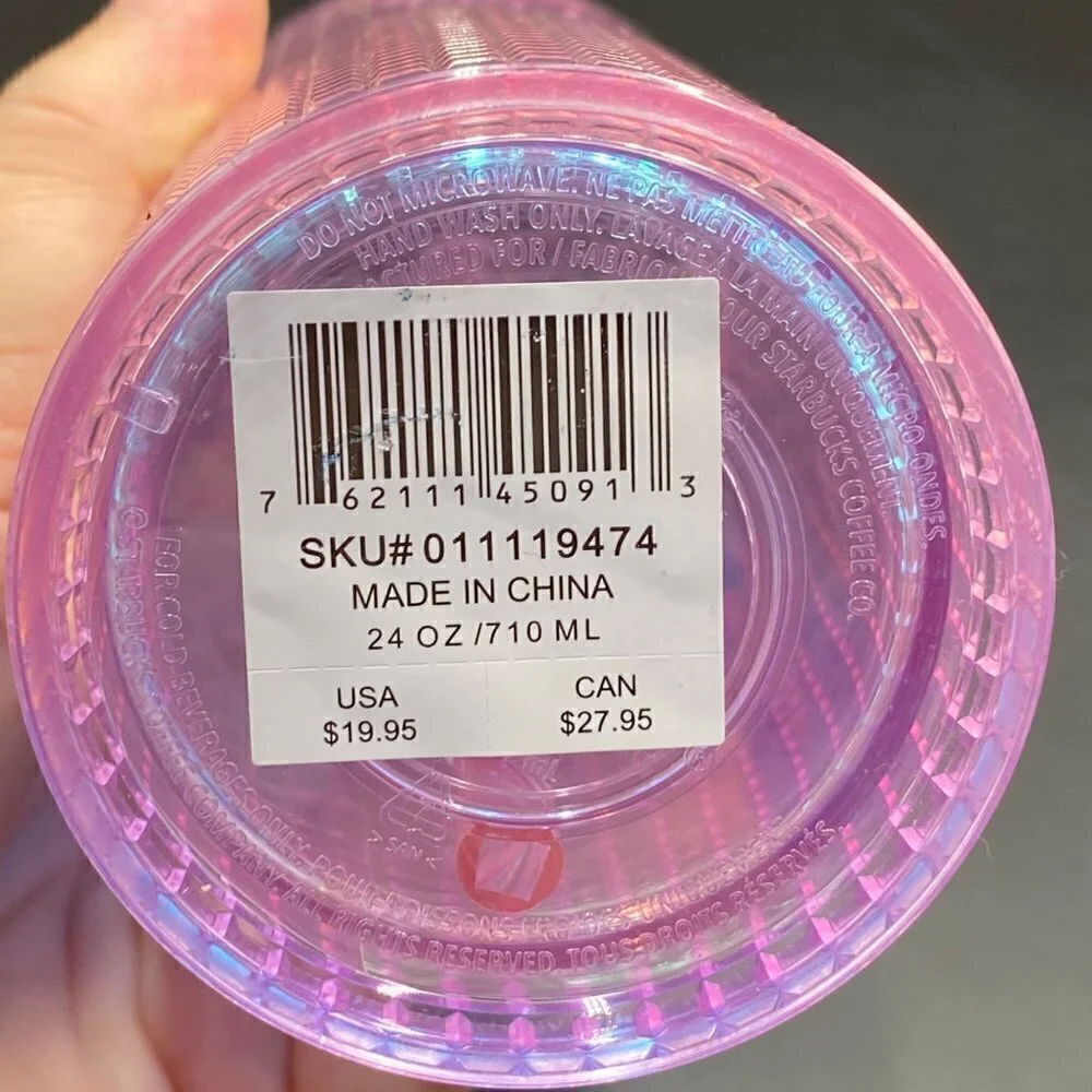 Starbucks Pink Disco Grid 24oz Tumbler